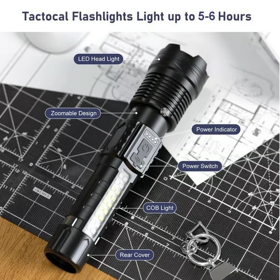 Outdoor White Laser Flashlight with COB Work Light