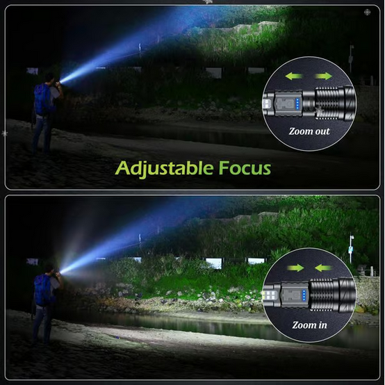 Outdoor White Laser Flashlight with COB Work Light