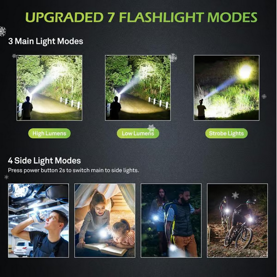 Outdoor White Laser Flashlight with COB Work Light