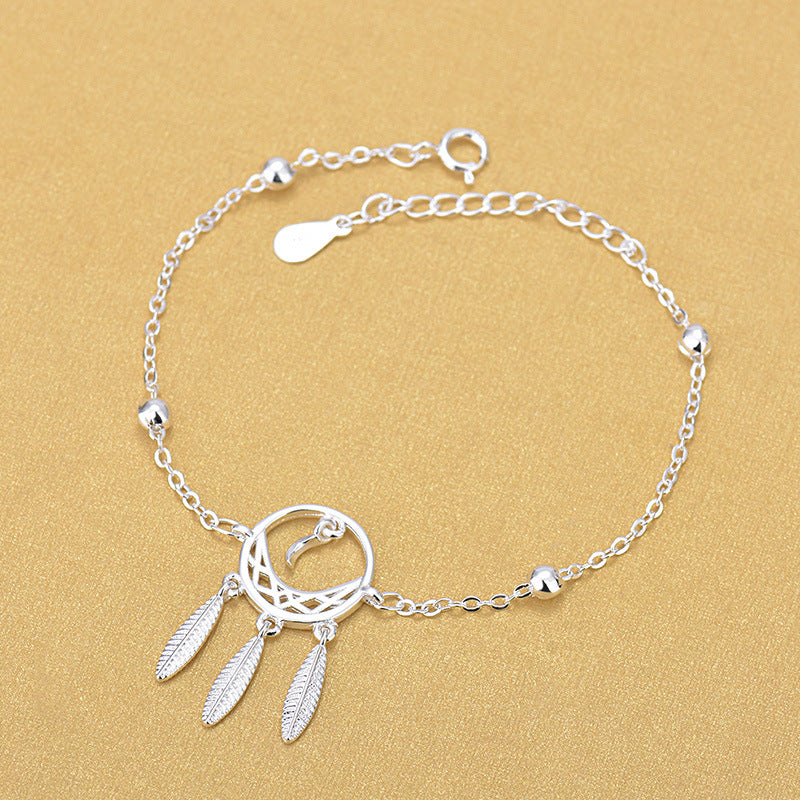 Silver Water Moon Dreamcatcher Bracelet