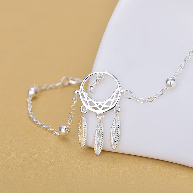 Silver Water Moon Dreamcatcher Bracelet