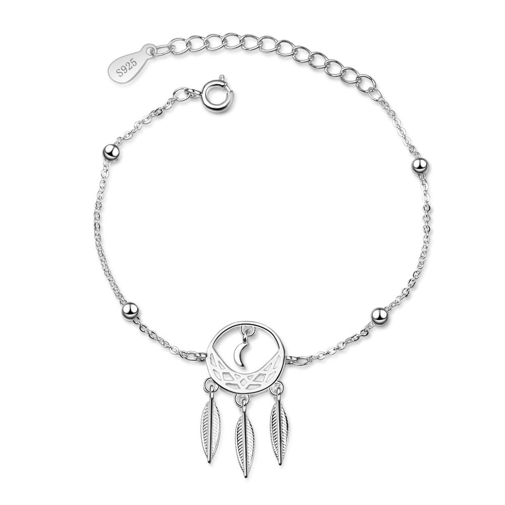 Silver Water Moon Dreamcatcher Bracelet