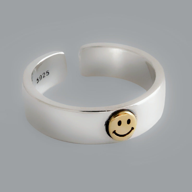 Cold Wind Smiley Ring - Korean Retro Lucky Adjustable Ring