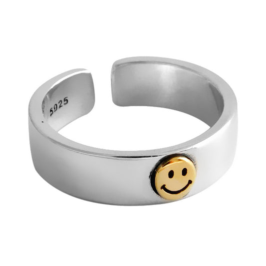 Cold Wind Smiley Ring - Korean Retro Lucky Adjustable Ring