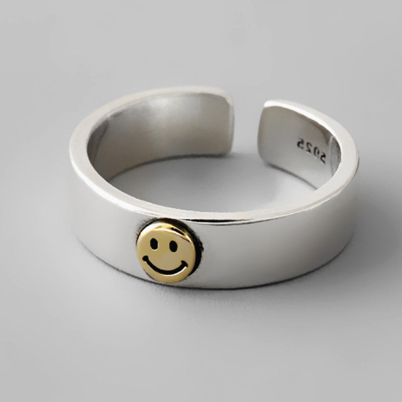 Cold Wind Smiley Ring - Korean Retro Lucky Adjustable Ring