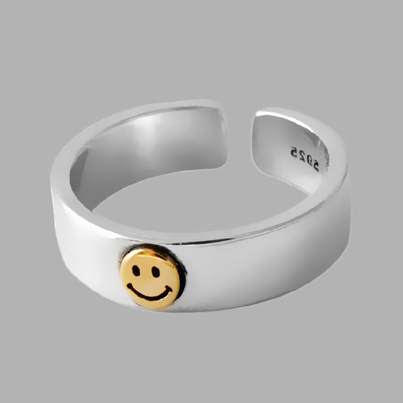 Cold Wind Smiley Ring - Korean Retro Lucky Adjustable Ring