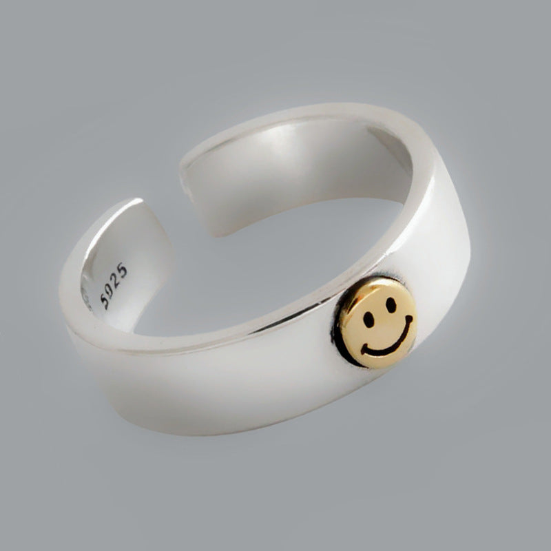 Cold Wind Smiley Ring - Korean Retro Lucky Adjustable Ring