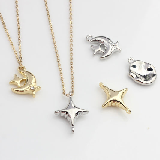 Korean Style Mini Star Moon Pendant - DIY Handmade Jewelry Accessories